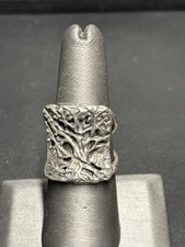 ORNATE ARTIST SIGNED MADE IN ISRAEL 925 STERLING SILVER RING SIZE 7.5