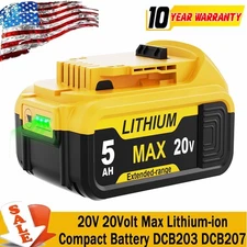 Pack For DeWalt 20V 20 Volt Max XR 5.0AH Lithium Ion Battery DCB206-2 DCB205-2