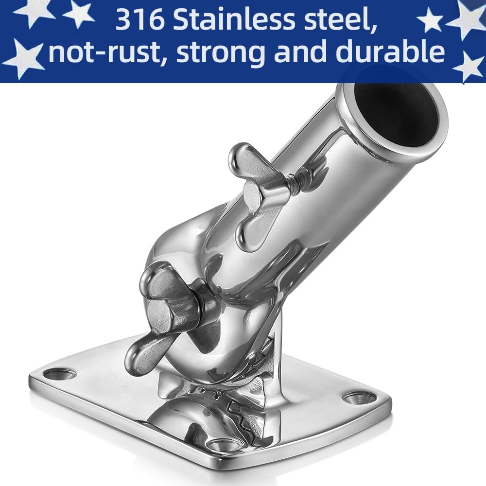 Heavy-Duty 180° Adjustable Flag Pole Bracket Mount, 316 Stainless Steel
