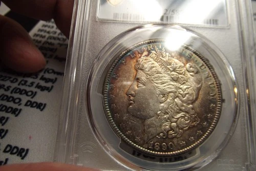 1890-P  Morgan Silver Dollar Original COLOR Light wipe PCGS AU Gorgeous Coin!!!