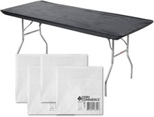 Rectangular Plastic Table Covers - 20 Pack with 280 Ohm Commerce Paper Napkins -