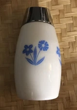 VTG Gemco Cornflower Blue Sugar Shaker Westinghouse White Milk Glass 6" tall