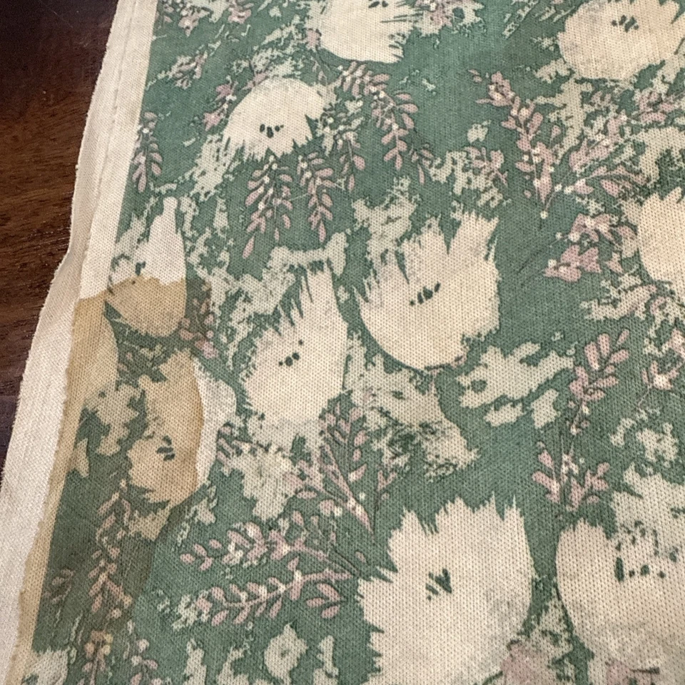 Vintage Polyester Sage Green Pink Modern Floral Flower 1960 70's 3 yards - Image 3 of 4