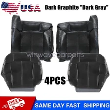 Front Leather Seat Cover Graphite 122 For 1999-2002 Chevy Silverado & GMC Sierra