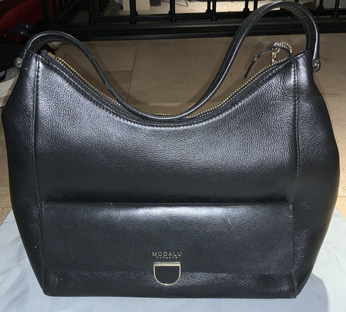 New With Tag Care Bag Black 'Modalu' Hobo Leather Handbag UK