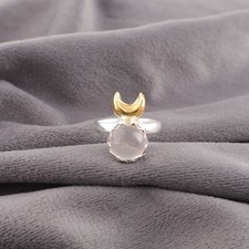 Natural Rose Quartz Gemstone 925 Sterling Silver Jewelry Handmade Ring For Women