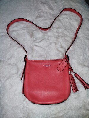 Coach Leather Legacy Mini Duffle Crossbody Bag Model 19901 W/Tassels.  Pink