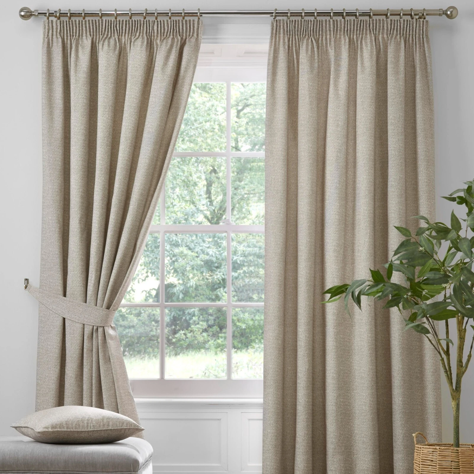 Pencil Pleat Lined Curtains Pembrey Textured Pair By Dreams & Drapes Natural