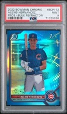 ALEXIS HERNANDEZ 2022 BOWMAN CHROME BLUE REFRACTOR #74/150 PSA 9