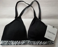 NWT CALVIN KLEIN LIGHTLY LINED TRIANGLE BLACK BRA STYLE QP2644Y MEDIUM $38