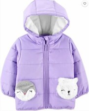 Girl's Carter's Character Puffer Jacket, Size 18 Months, Color Purple
