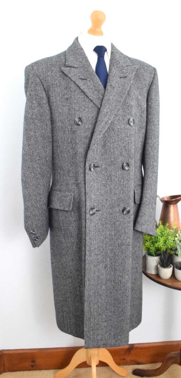 FILA Cappotto tweed spina di pesce scozzese AQUASCUTUM nuovo taglia 42R 52R XL soprabito Drake's