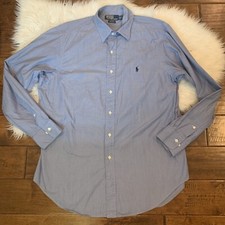 Polo Ralph Lauren Mens Shirt Size 16.5 34 35 Blue White Stripe Andrew Fit Cotton