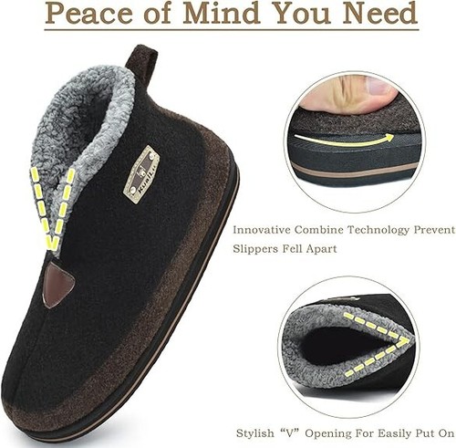 Mens Fleece Boot Slippers Size UK 8.5 Arch Support Memory Foam Non Slip Outdoor - Bild 2 von 12