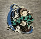 Demon Slayer Anime Tanjiro Kamado Swinging Sword LARGE Enamel Metal Pin — photo 1