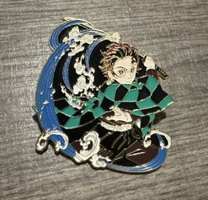Demon Slayer Anime Tanjiro Kamado Swinging Sword LARGE Enamel Metal Pin