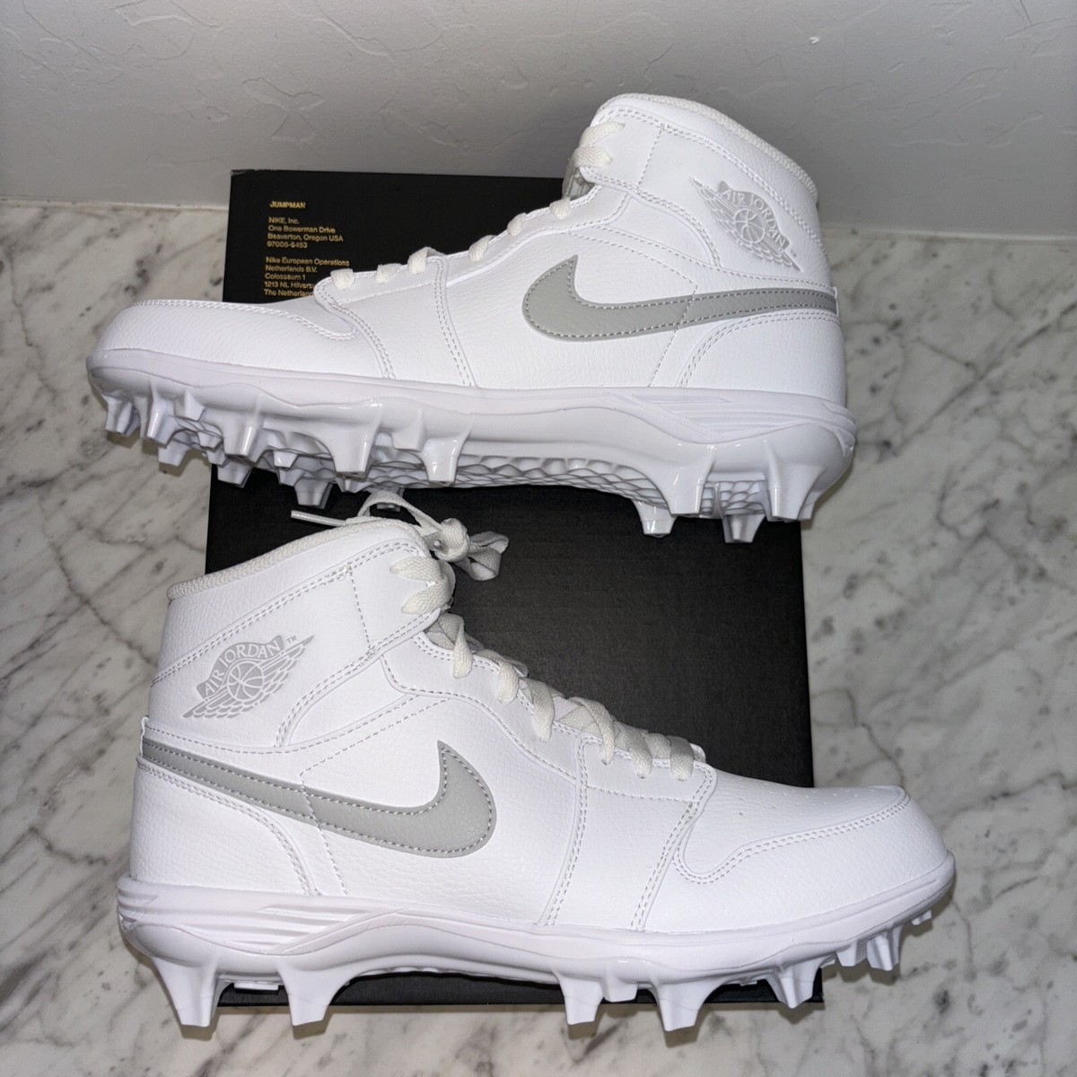 Nike Air Jordan 1 Mid TD Mens Size 10 White Grey Football