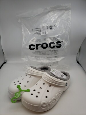 NWT Crocs Baya Lined Clog M9 / W11, White / Grey 205969-11H  display picture 1