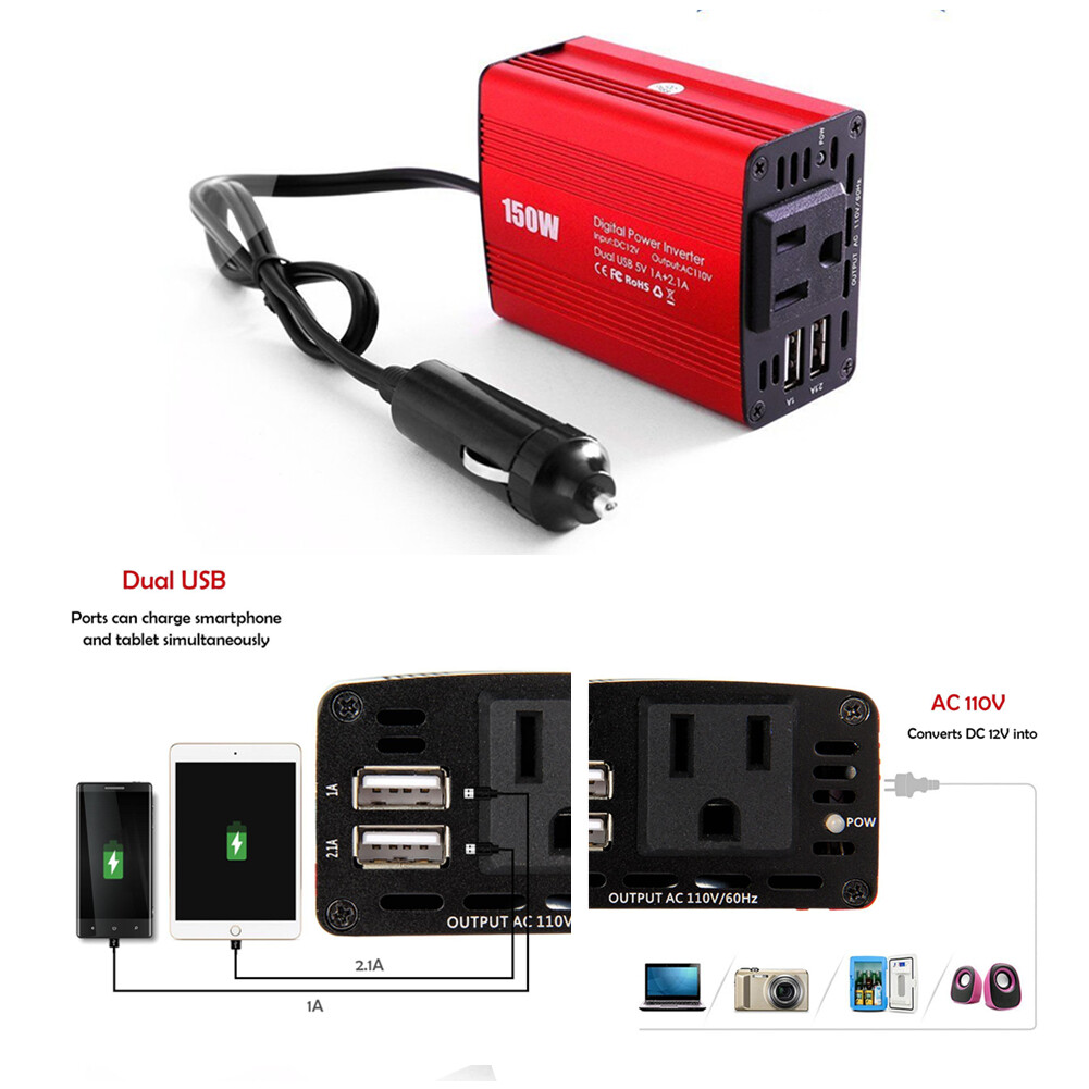 300W Car Power Inverter - 12V To 110V AC Outlet With 65W USB-C Fast Charging, LCD Display - View #7