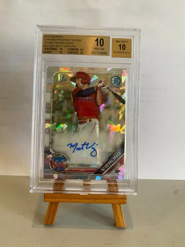 Matt Vierling 2019 1st Bowman Chrome Atomic Refractor Auto 17/100 BGS 10 / 10