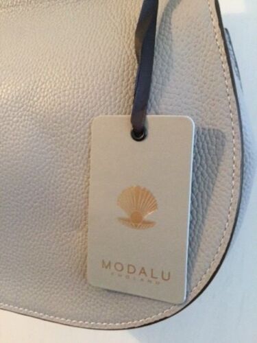 MODALU NEW SHARK GREY LEATHER MINI TRUDY FLAPOVER SADDLE SHOULDER BAG BNWT £170 - Picture 12 of 12