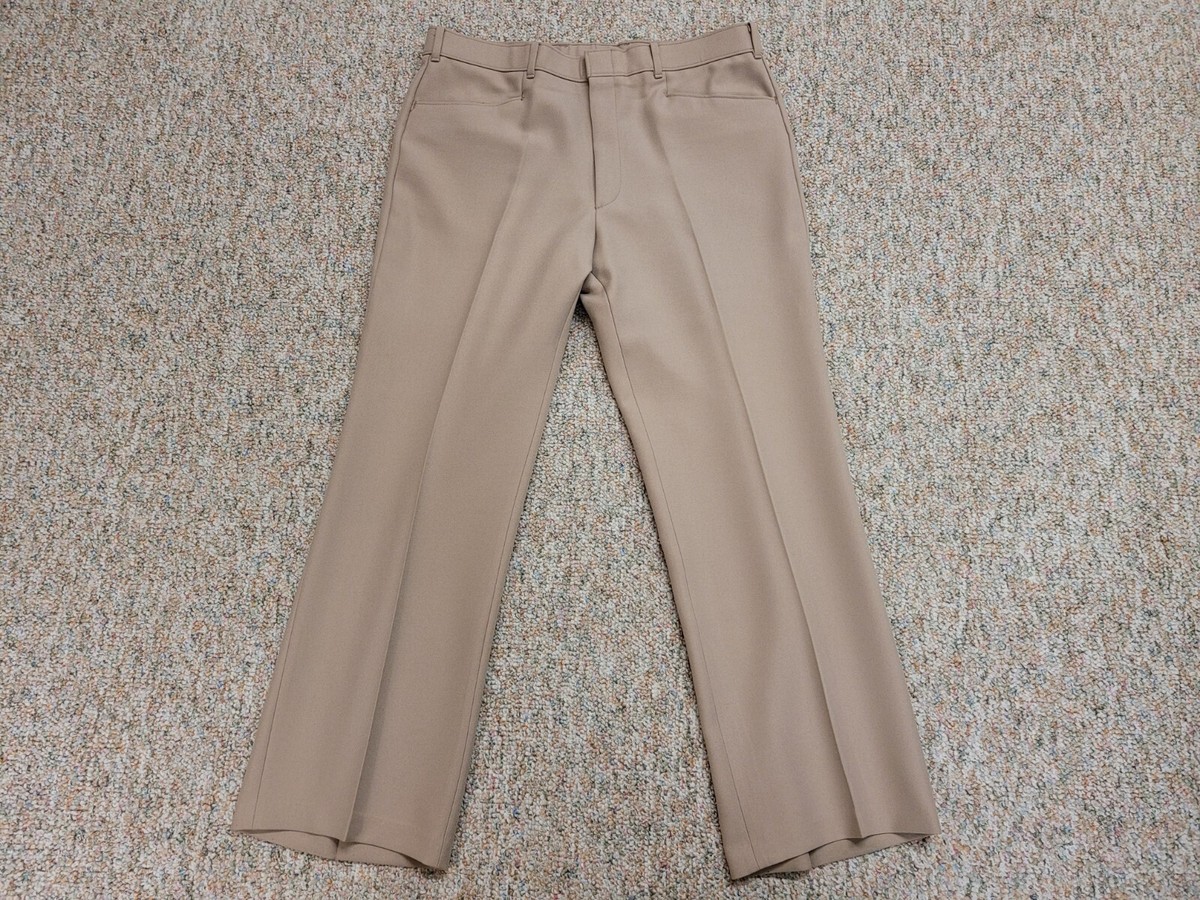 パンツ Levi's ACTION SLACKS STA-PREST BEIGE 80s Vintage Levis Pants Mens 36x30 Beige Trousers Dress Action