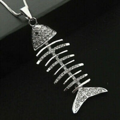 4Ct Round VVS1D Diamond Fish Bone Pendant 14k White Gold Over 