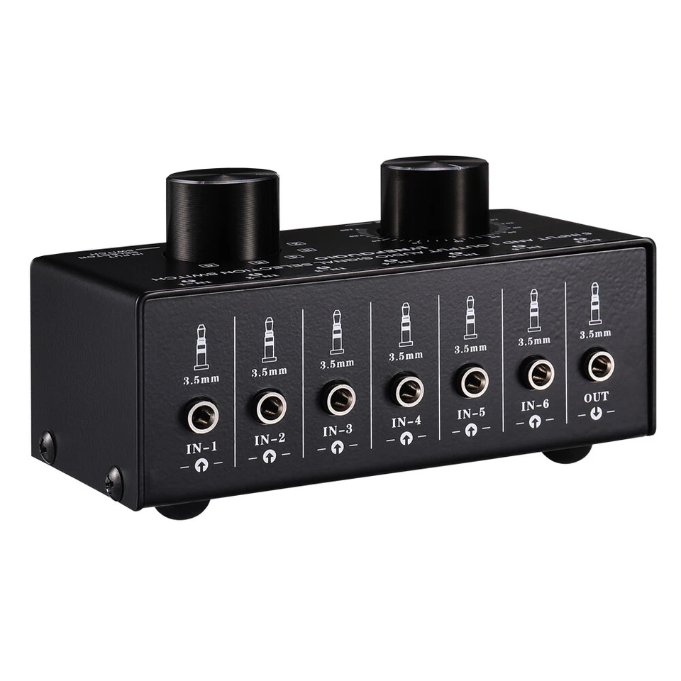 6 Channel Stereo Audio Switcher Box RCA / 3.5mm Selector Splitter Passive Preamp - Image 4 of 4