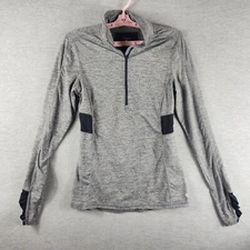 Layer 8 Performance Woman Athletic Pullover Jacket M Gray 1/4 Zip Qwick Dry