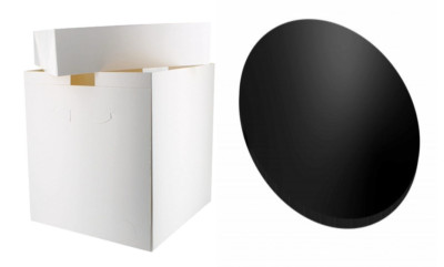 MASONITE Kuchenbrett (10 mm) und weiß HOCH Kuchenbox (14''X14''X12'')-14'' - SCHWARZ