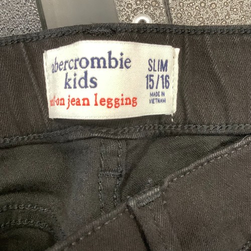 Abercrombie Unisex Kid's Black Pockets Slim Pull On Skinny Jean Legging Sz 15/16 - Picture 7 of 9