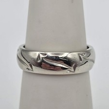 VTG Frederick Goldman Columbia 14K White Gold Arrows 5.5mm Wedding Band Ring 6.2