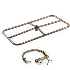 HPC Fire Rectangle Match Light Fire Pit Kit, 36x18-Inch, Propane