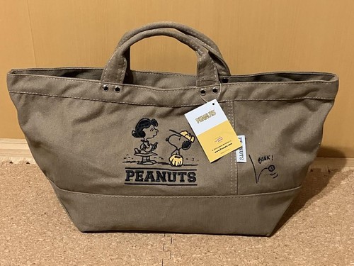 Peanuts Snoopy Canvas Tote Bag Embroidered Brown Tote Bag Shoulder Bag Handbag