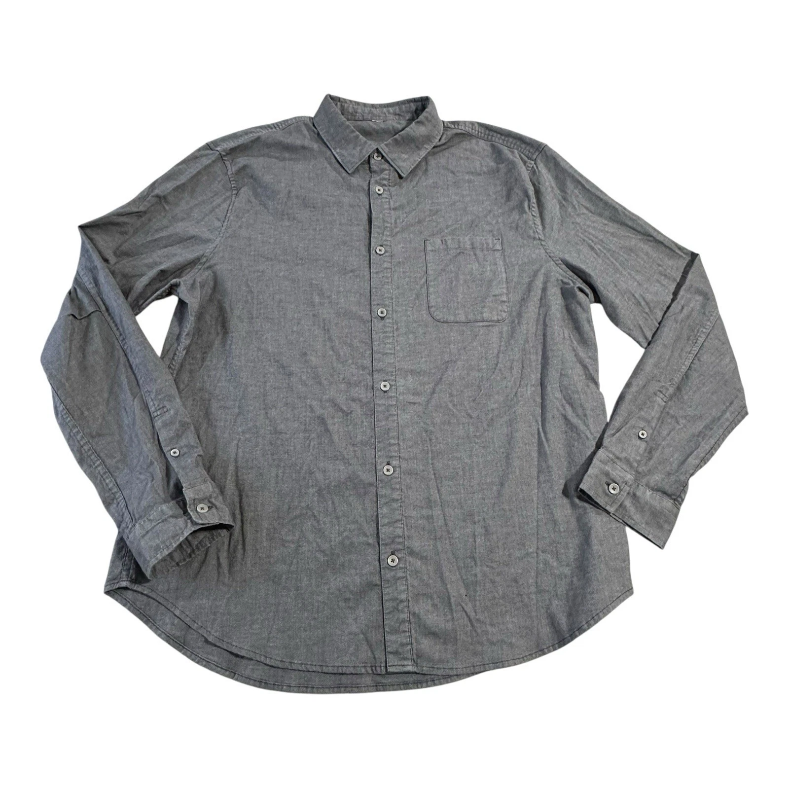Lululemon Men’s Large-XL Long Sleeve Button Up Shirt Pocket Gray