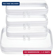 4 pcs Clear Zipper Pouches,Hard Shell Zipper Case