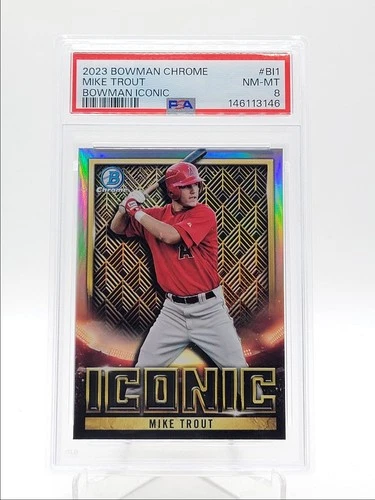 MIKE TROUT 2023 BOWMAN CHROME ICONIC BASEBALL ANGELS PSA 8 Q5918