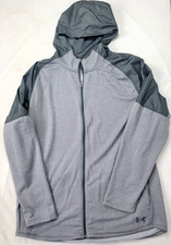 UA Under Armour Men's Gray Zip Up Jacket Lightweight Long Sleeve Size XL Hooded