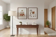 Pichwai wall art Cow & Ganesha painting artist signed original 8.5 X 11"