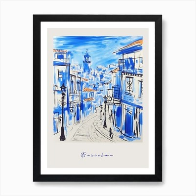 Barcelona Spanien Mittelmeer Blau Gerahmtes Wandbild Poster Leinwanddruck Bild