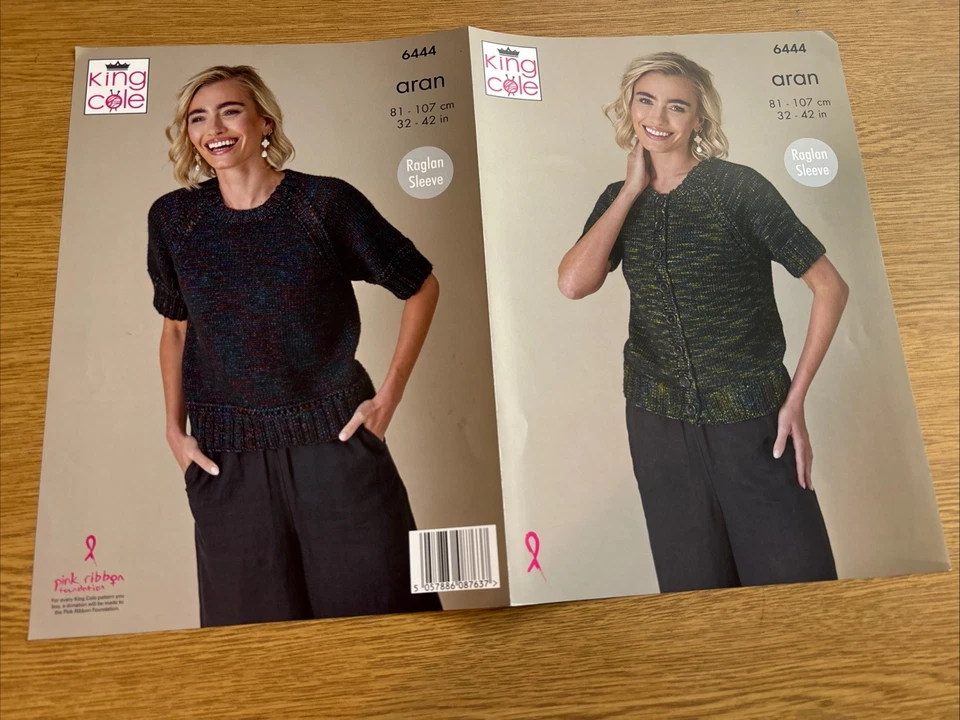 King Cole Aran Knitting Pattern - 6444 Ladies Cardigan & Sweater ( 32 - 42 ins) - Image 4 of 4