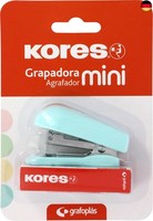 Kores - Mini-HeftgeräT Soft Blau + 1000 Heftklammern 24/6, Kompatibel Mit 26/6,