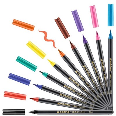 Edding 1340 Brush Pen Felt Tip Pen With Flexible Brush Style Tip Pack of 3