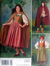 SIMPLICITY 1771 PATTERN MS MEN COSTUME CAPE/HOOD APRON DRESS MEDIEVAL 8-18 UC/FF