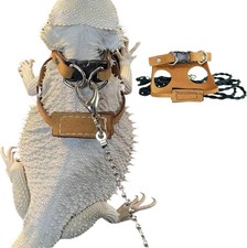 Bearded Dragon Harness and Leash Adjustable M,L,XL -Soft Leather Reptile Liza L