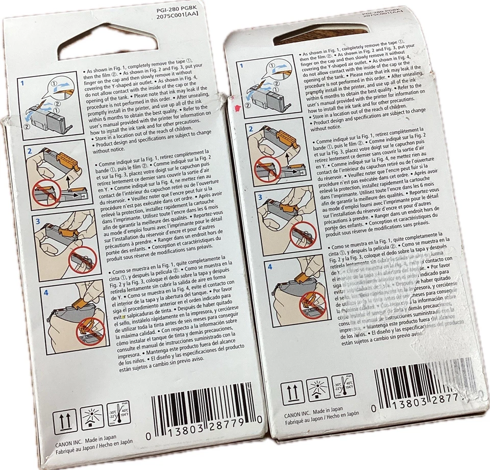 Paquete de 2 cartuchos de tinta negros Canon Pixma PGI-280 PGBK ORIGINALES CAJAS SELLADAS NUEVAS Foto 4 de 4