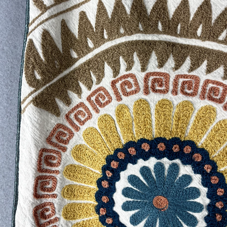 Pier 1 Imports Set of 2 Throw Pillow Cover Sham Floral Embroidered Decor 17x17 - Image 3 of 4