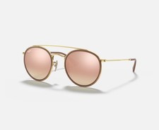 Ray-Ban Round Double Bridge RB3647N Rose Gold Flash Sunglasses