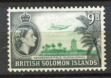 BRITISH SOLOMONS; 1956 early QEII Pictorial issue fine MINT MNH Unmounted 9d.