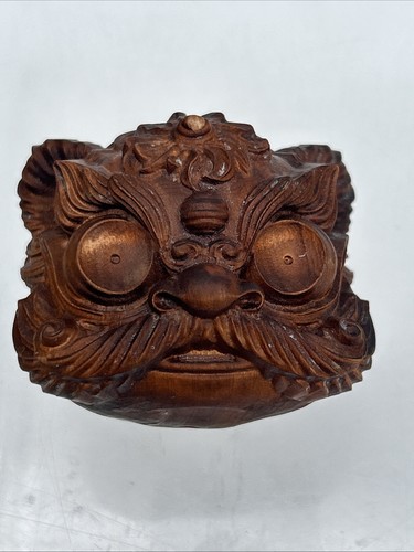 China Exquisite Buchsbaum Handarbeit geschnitzt Löwe 🦁 Tanzkopf Statue. - Bild 12 von 12